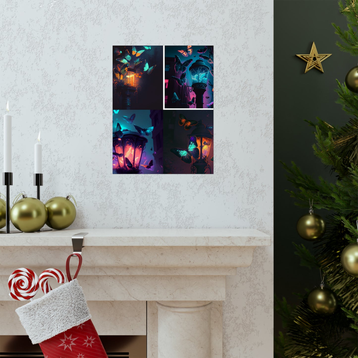 Premium Matte Vertical Posters Street Light Butterfly 5