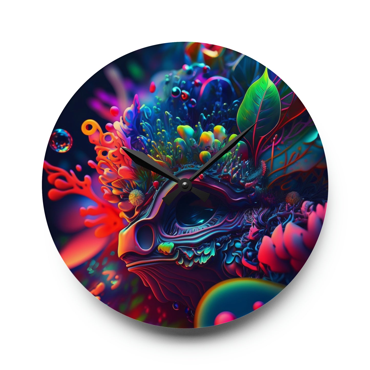 Acrylic Wall Clock Florescent Skull Death 2