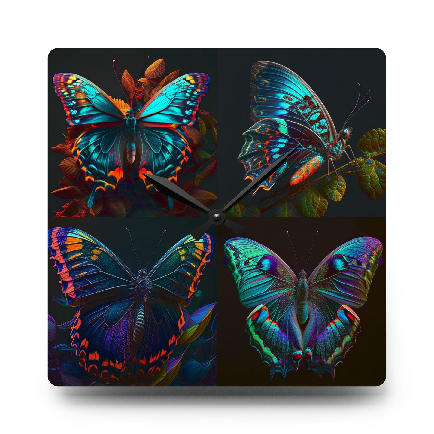 Acrylic Wall Clock Hue Neon Butterfly 5