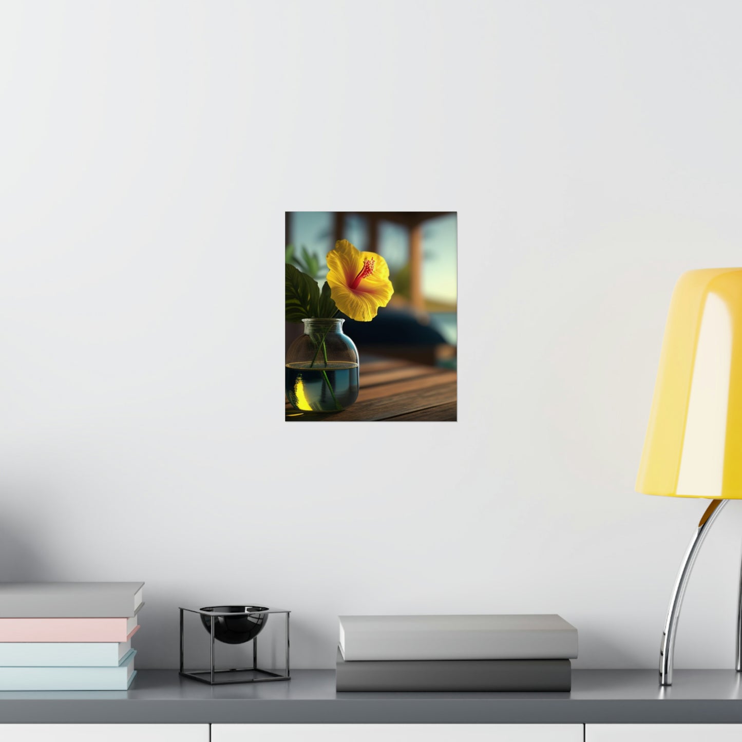 Premium Matte Vertical Posters Yellow Hibiscus Wood 2