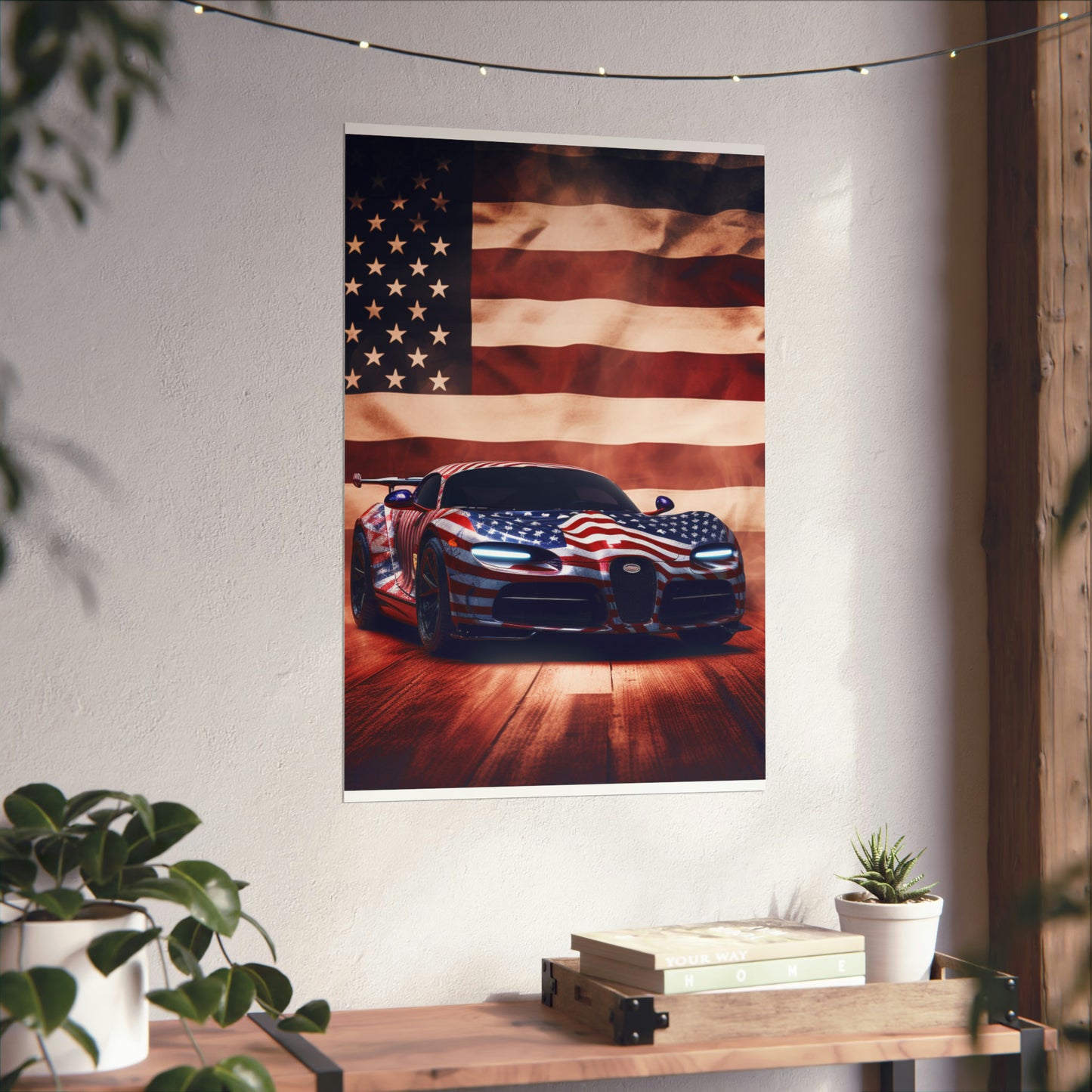 Premium Matte Vertical Posters Abstract American Flag Background Bugatti 2