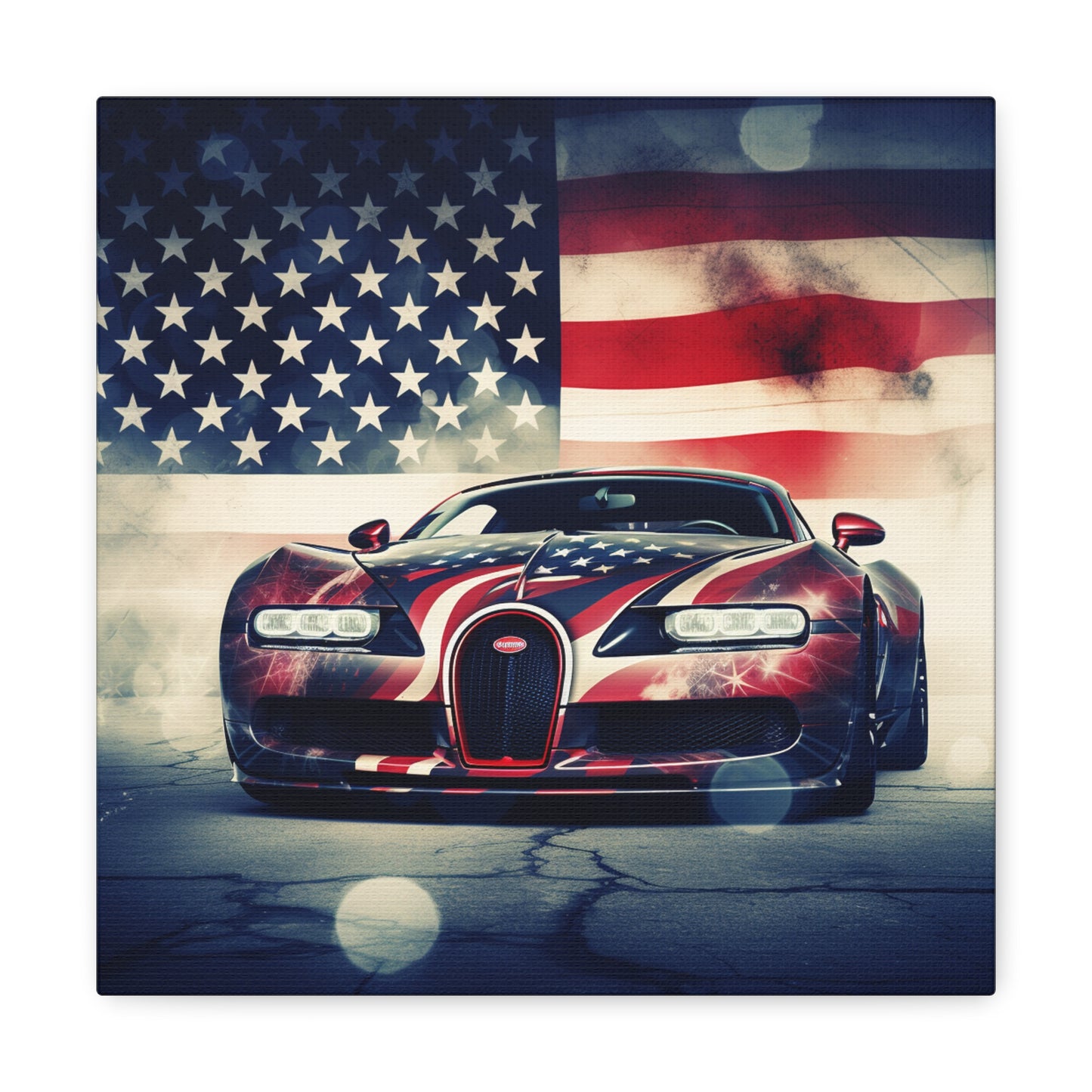 Canvas Gallery Wraps Abstract American Flag Background Bugatti 1