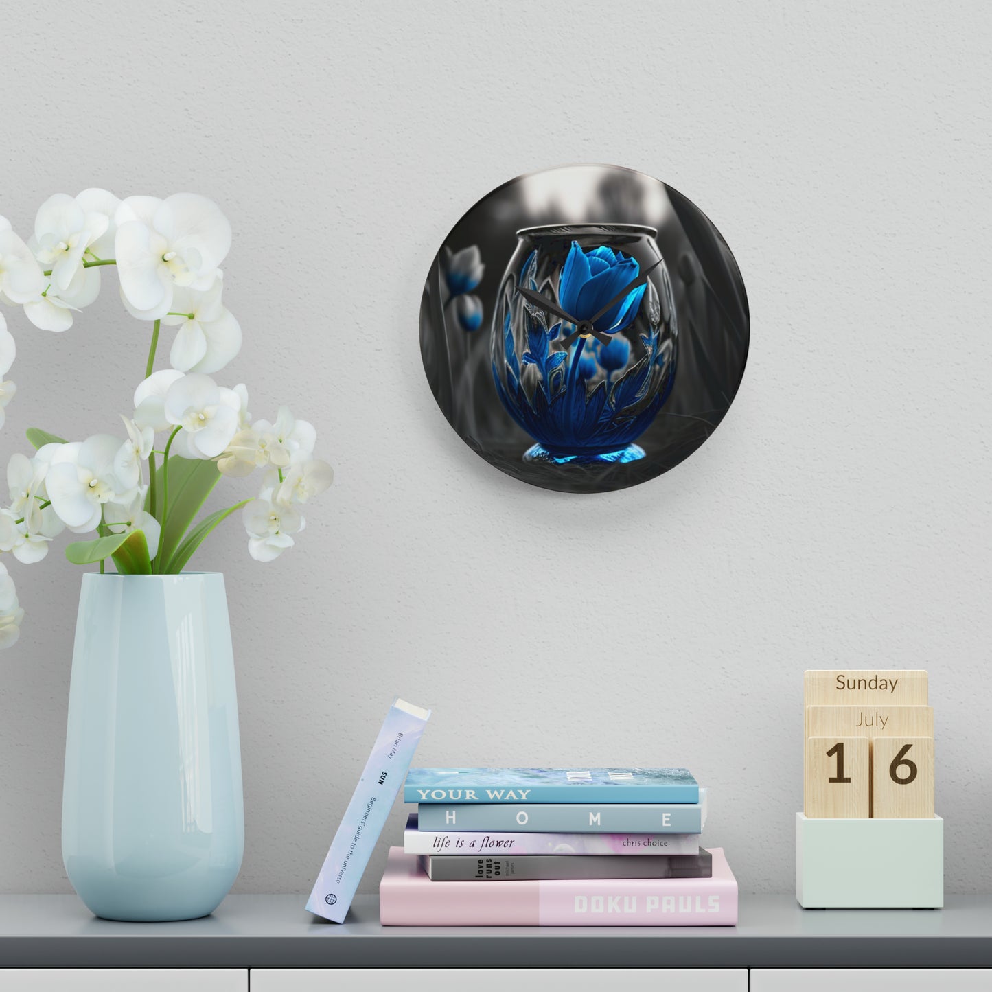 Acrylic Wall Clock Tulip Blue 2