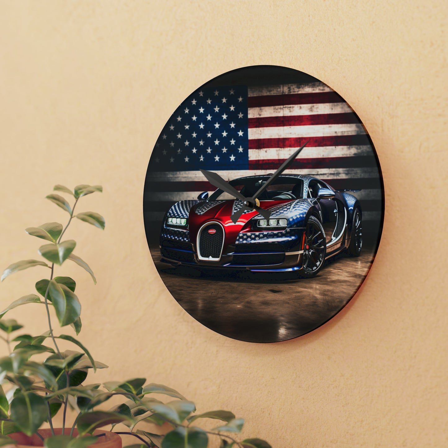 Acrylic Wall Clock Bugatti American Flag 1