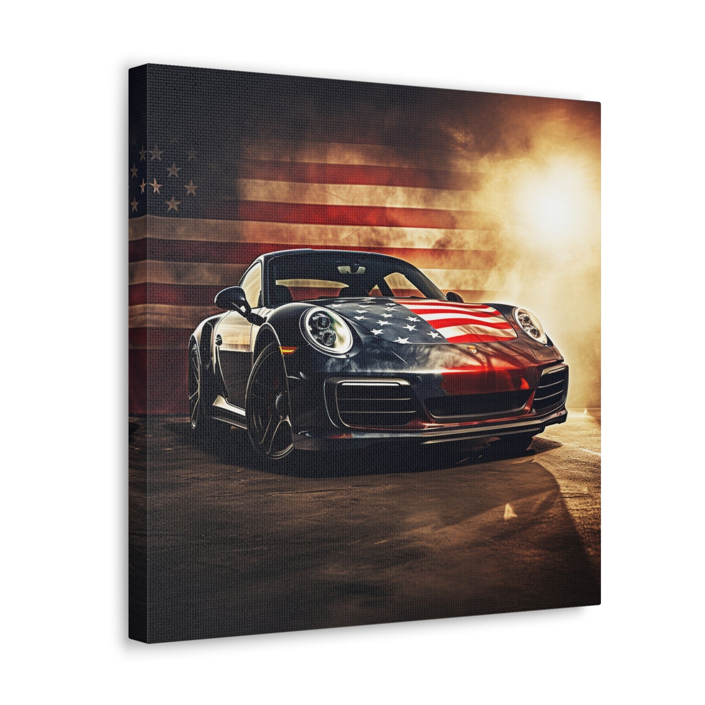 Canvas Gallery Wraps Abstract American Flag Background Porsche 1