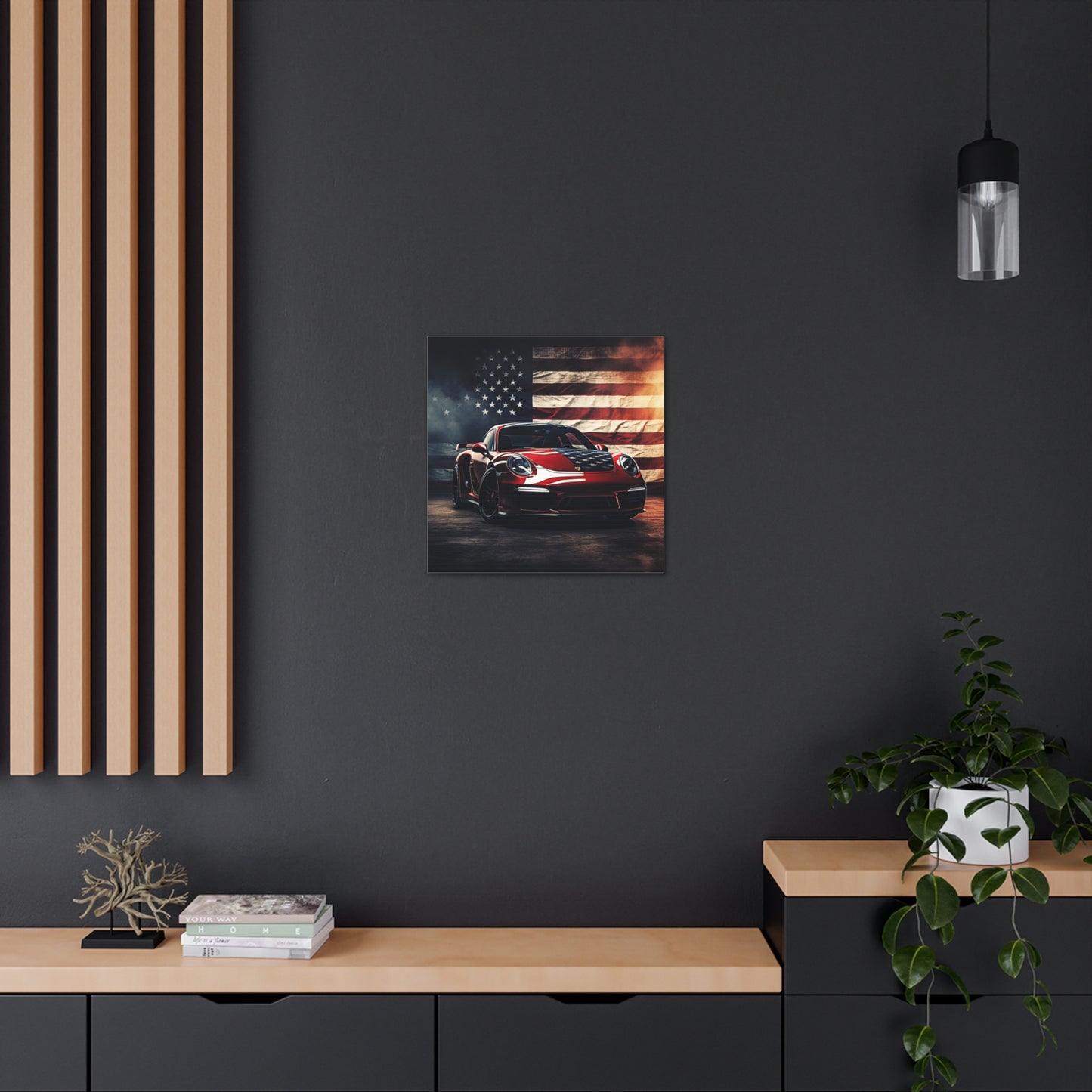 Canvas Gallery Wraps American Flag Background Porsche 2