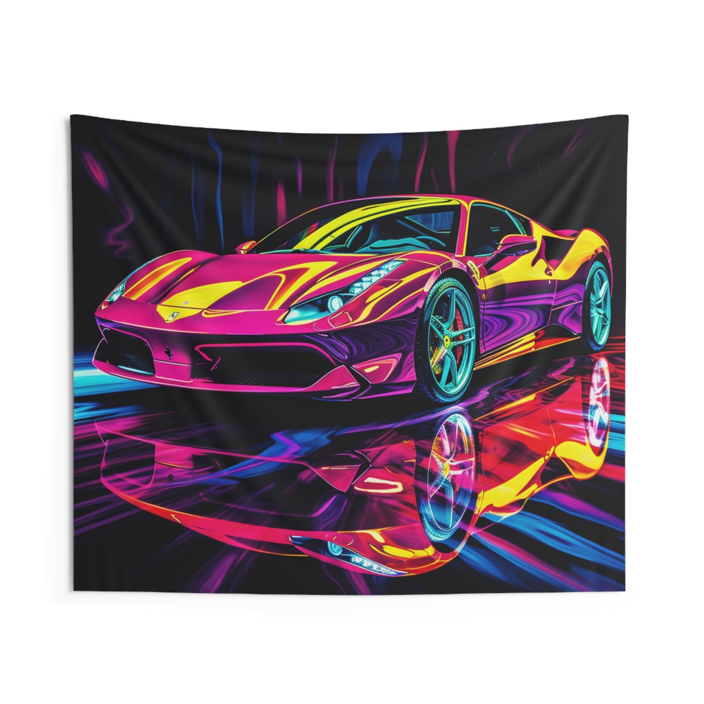 Indoor Wall Tapestries Pink Ferrari Macro 2