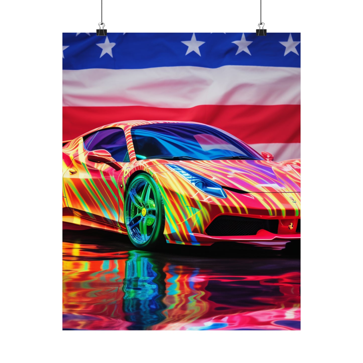 Premium Matte Vertical Posters Hyper Colorfull Ferrari 4