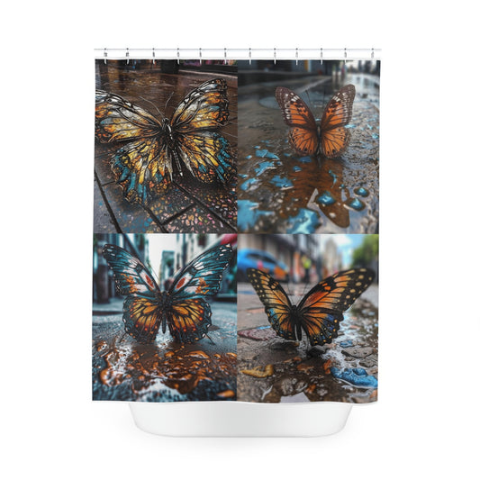 Polyester Shower Curtain Water Butterfly Street 5