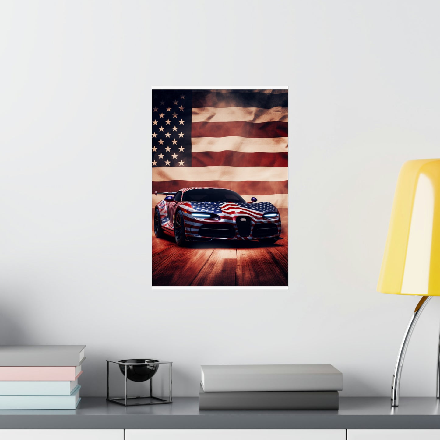 Premium Matte Vertical Posters Abstract American Flag Background Bugatti 2