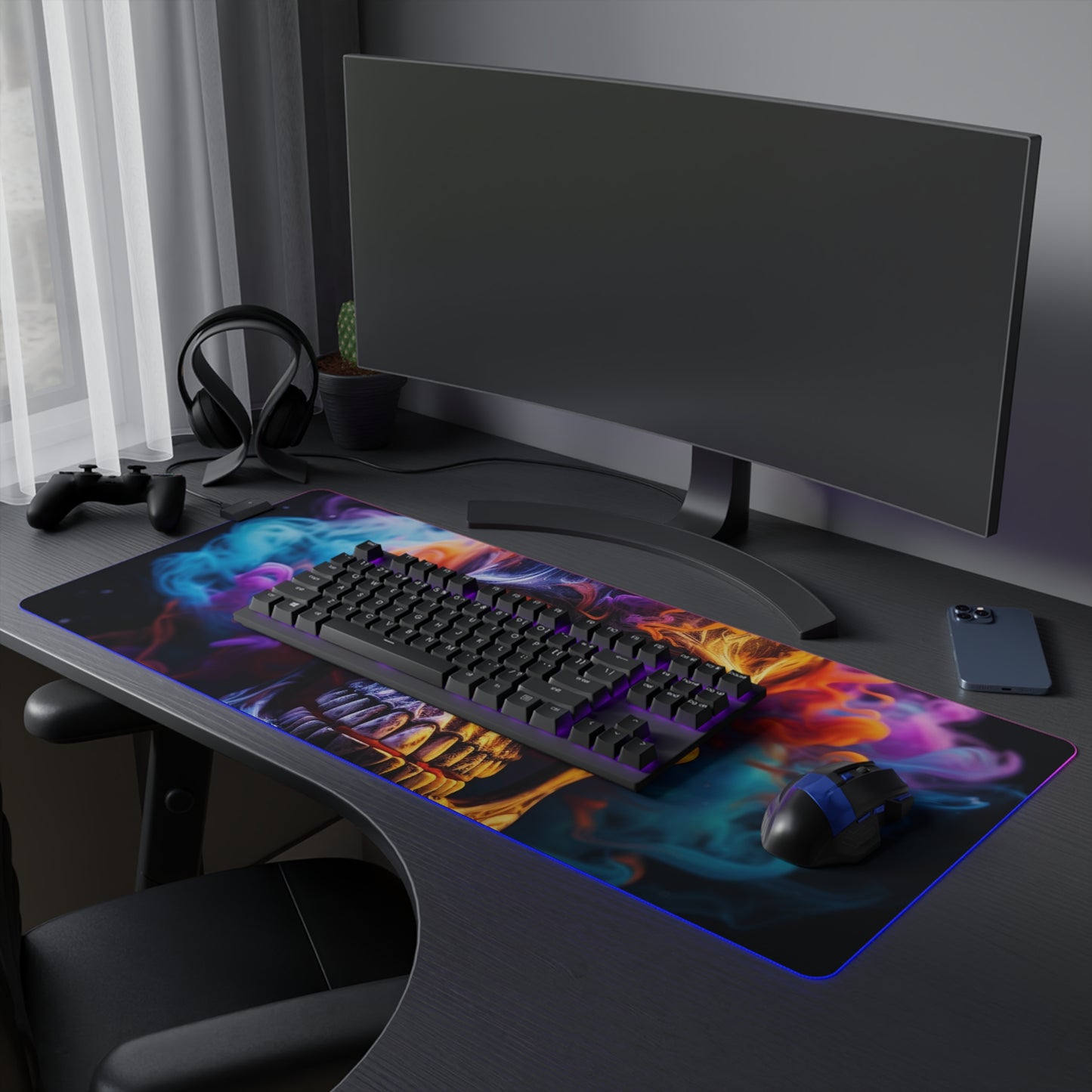 LED Gaming Mouse Pad Macro Skull 2