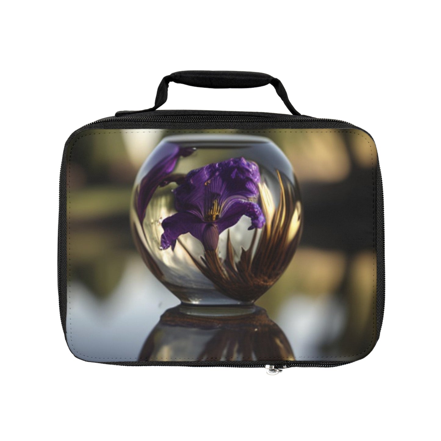 Lunch Bag Purple Iris in a vase 2