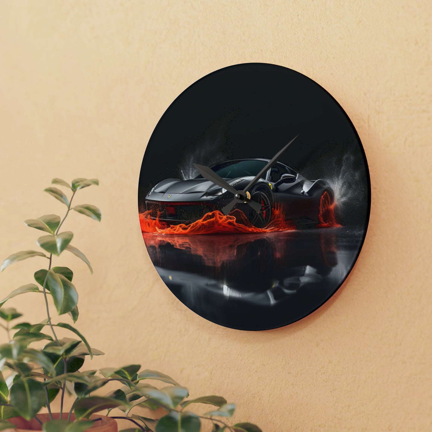 Acrylic Wall Clock Ferrari Water Splash 3