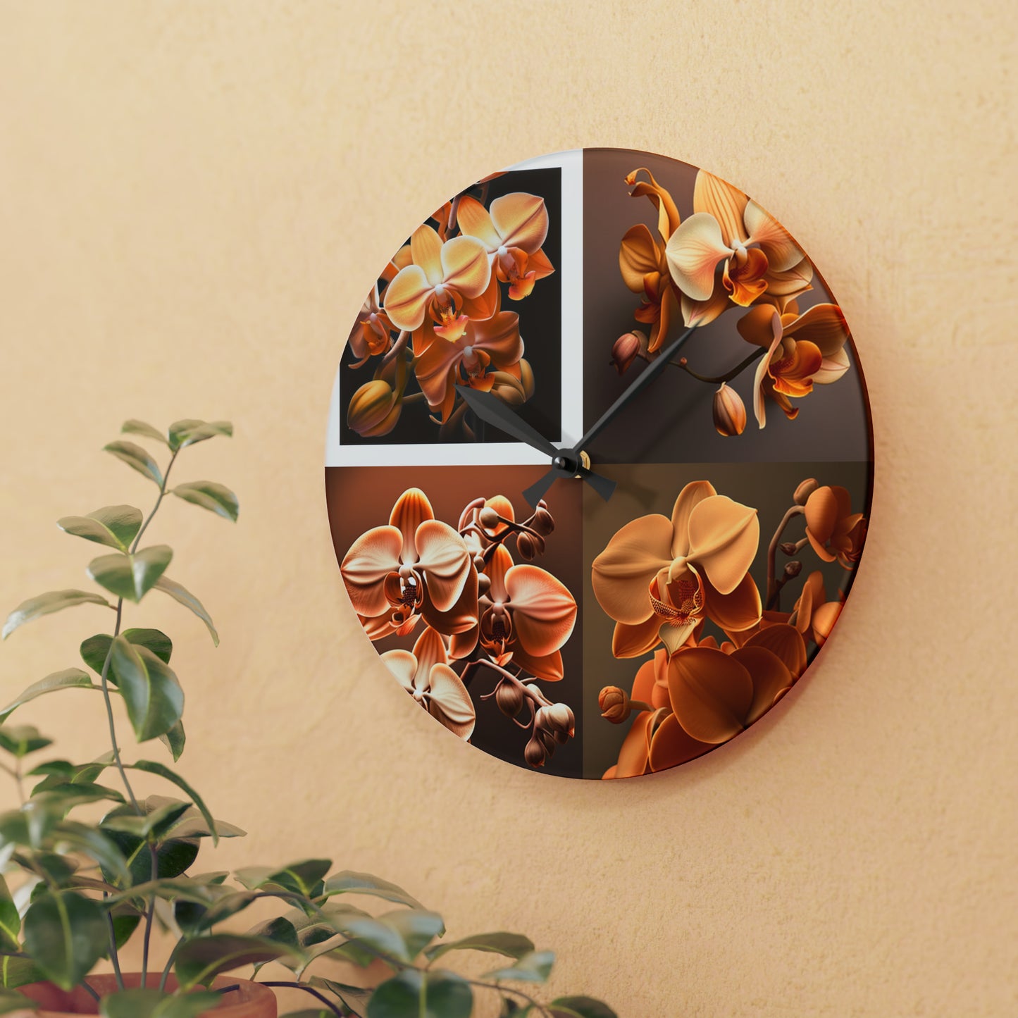 Acrylic Wall Clock orchid pedals 5