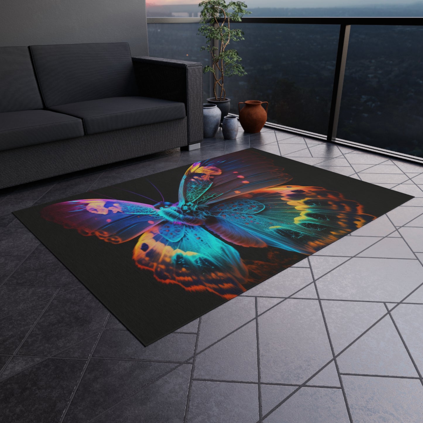 Outdoor Rug  Raw Hyper Color Butterfly 4