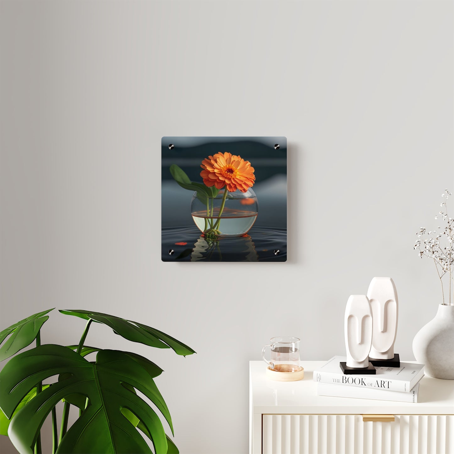 Acrylic Wall Art Panels Orange Zinnia 2