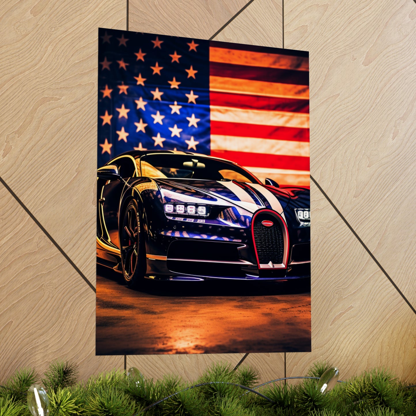 Premium Matte Vertical Posters Macro Bugatti American Flag 4