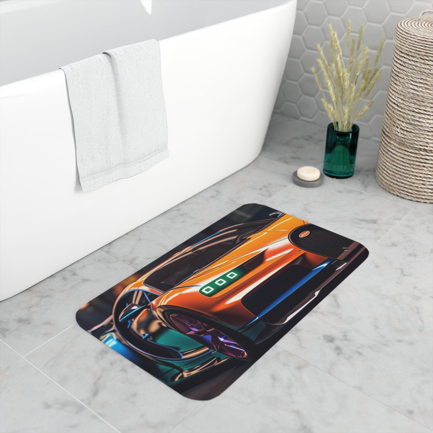 Memory Foam Bath Mat Hyper Bugatti Neon Chiron 1