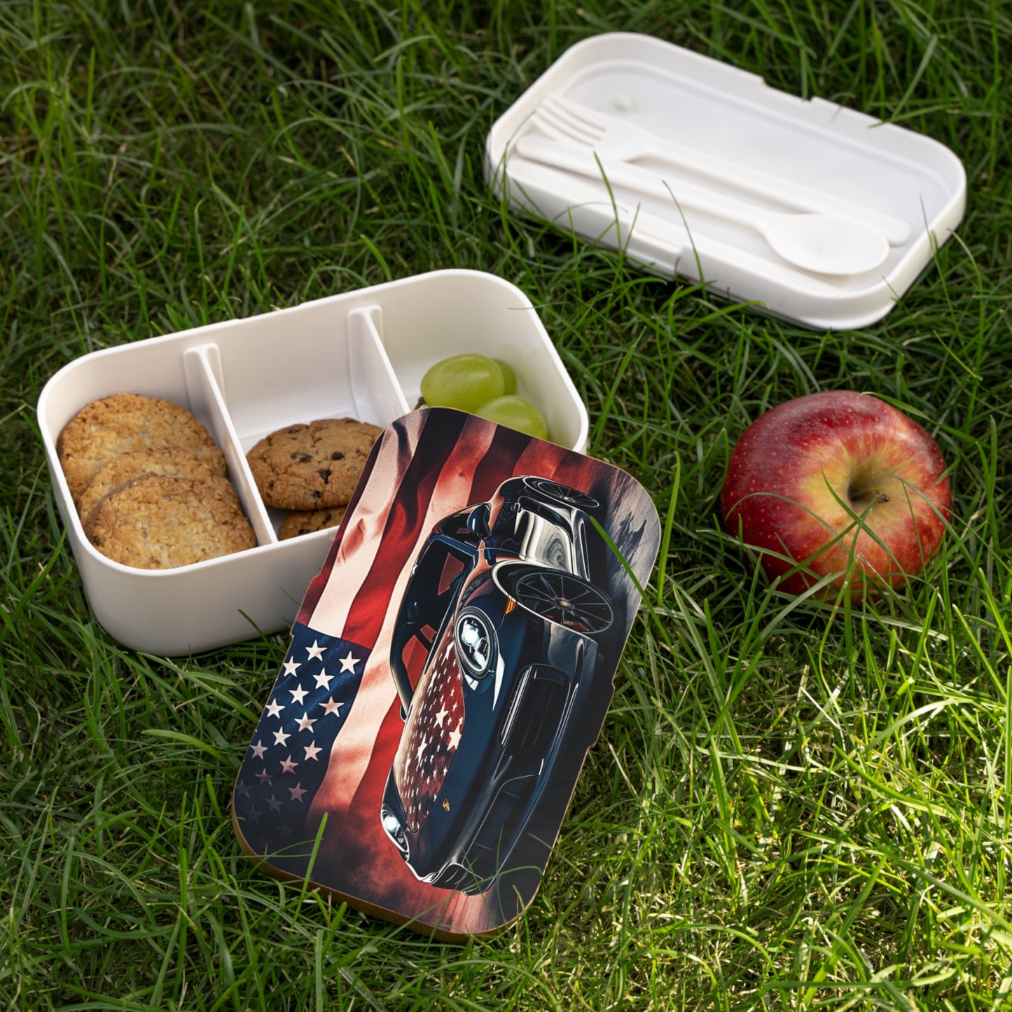 Bento Lunch Box Abstract American Flag Background Porsche 2