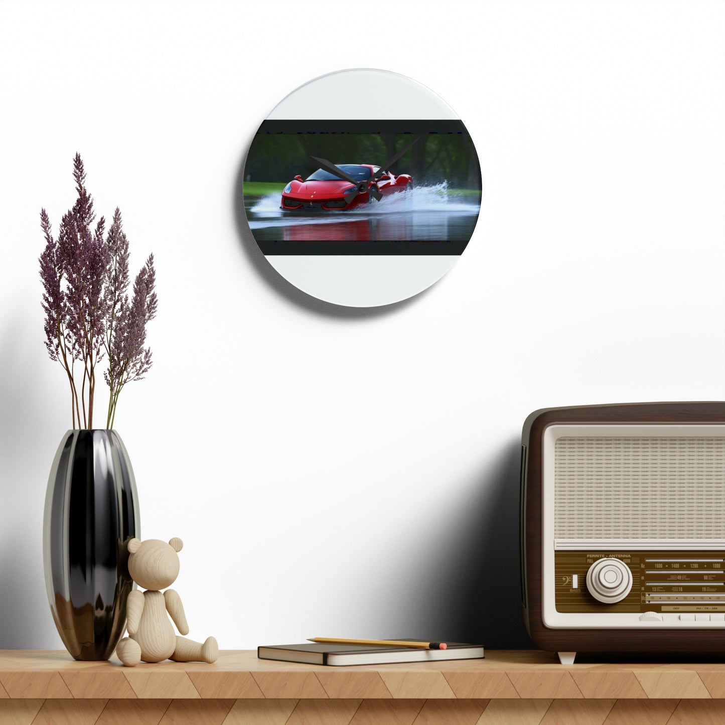 Acrylic Wall Clock Water Ferrari Splash 2