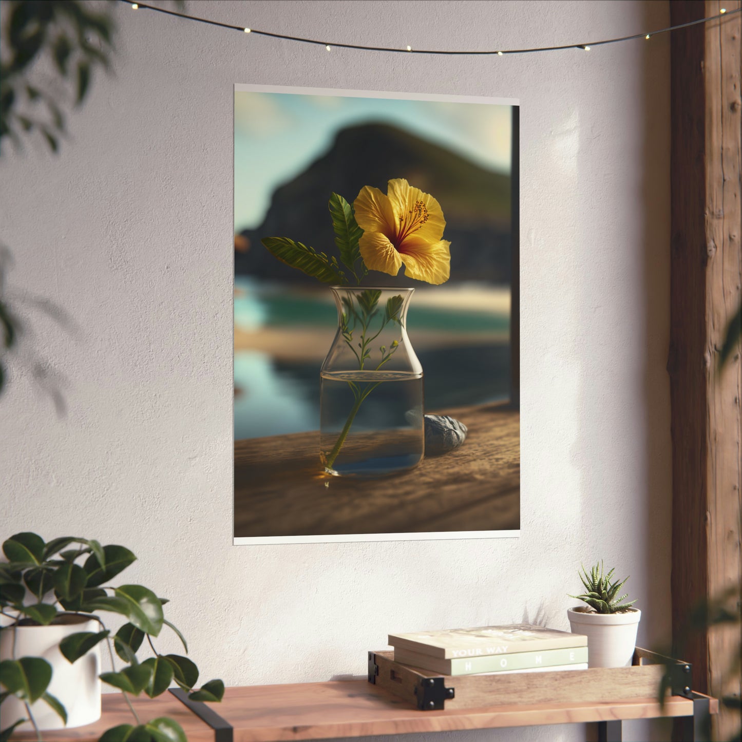 Premium Matte Vertical Posters Yellow Hibiscus Wood 4