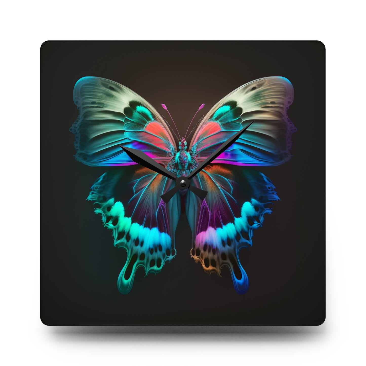Acrylic Wall Clock Raw Hyper Color Butterfly 2