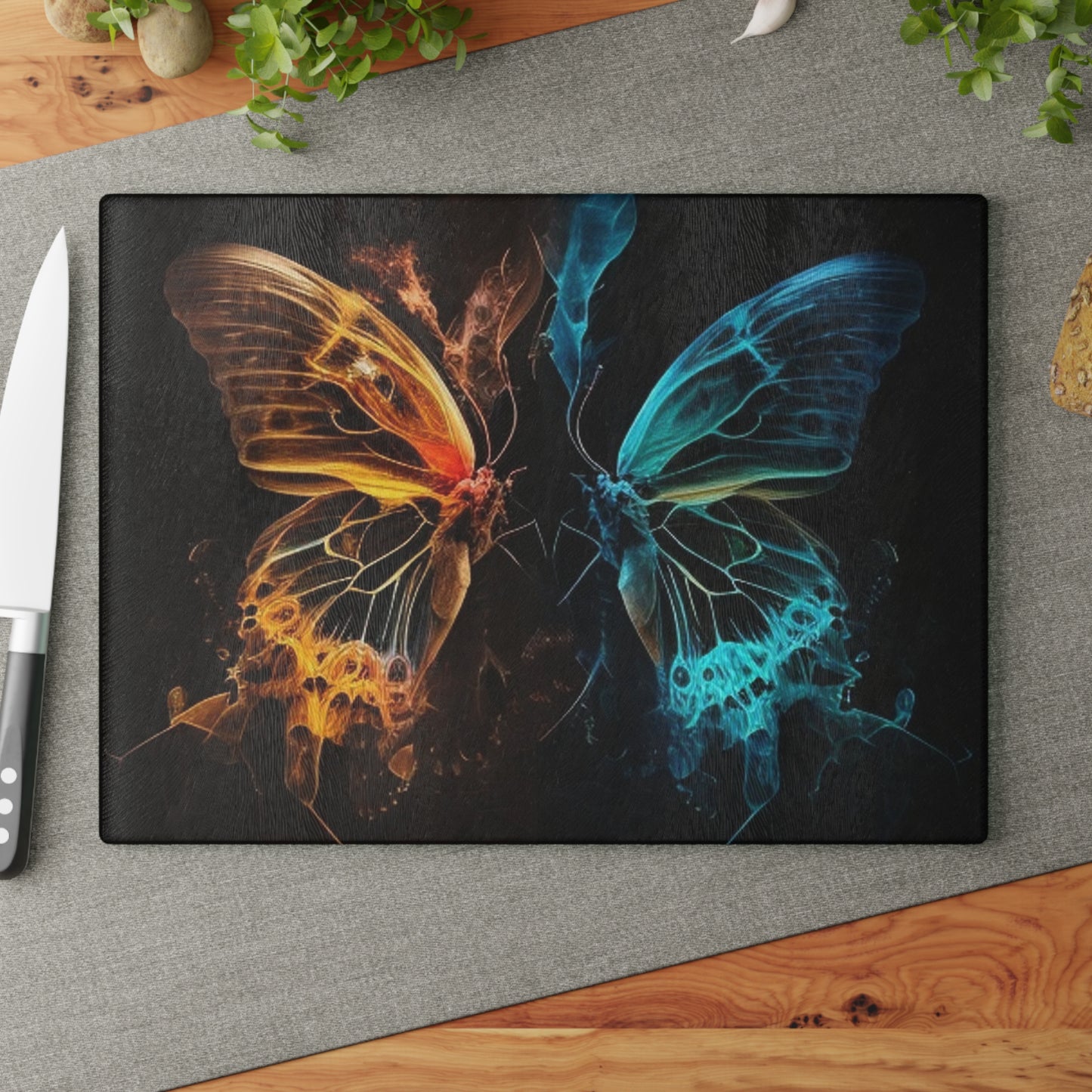 Glass Cutting Board Kiss Neon Butterfly 3