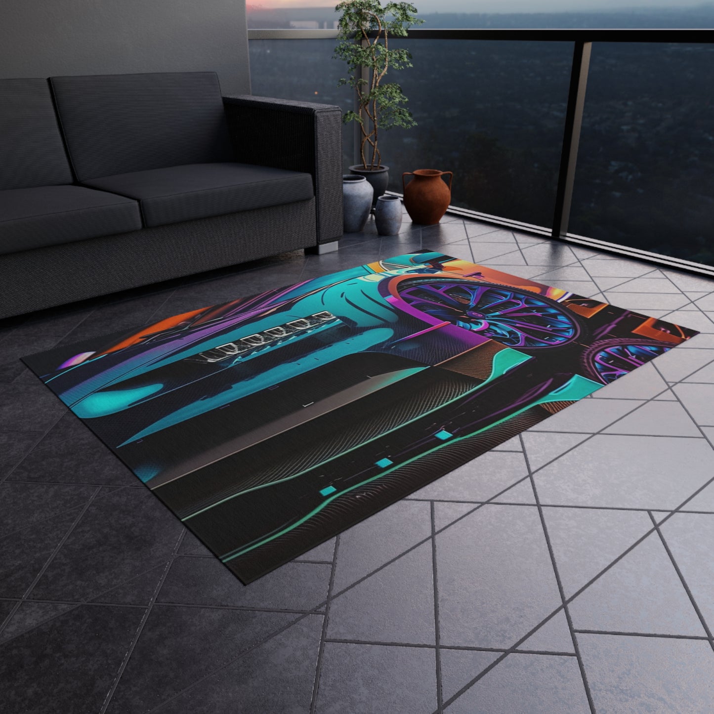 Outdoor Rug  Bugatti Neon Chiron 1