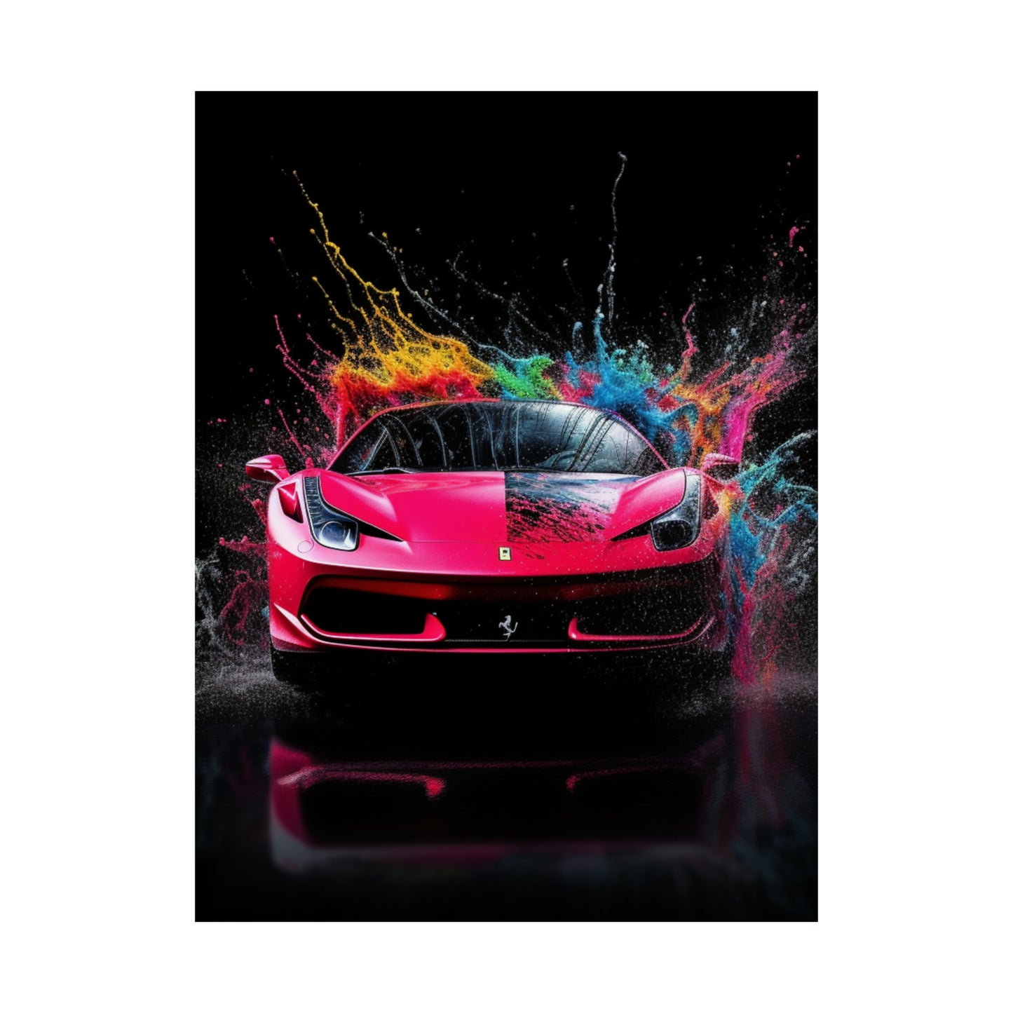 Premium Matte Vertical Posters Ferrari Water Splash 2