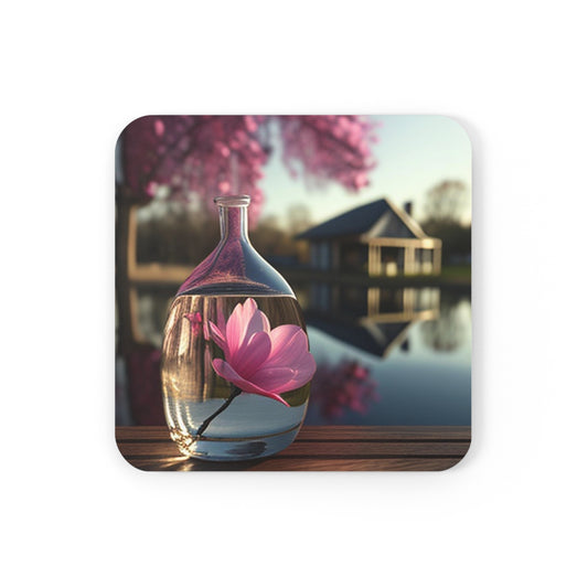 Corkwood Coaster Set Magnolia in a Glass vase 2