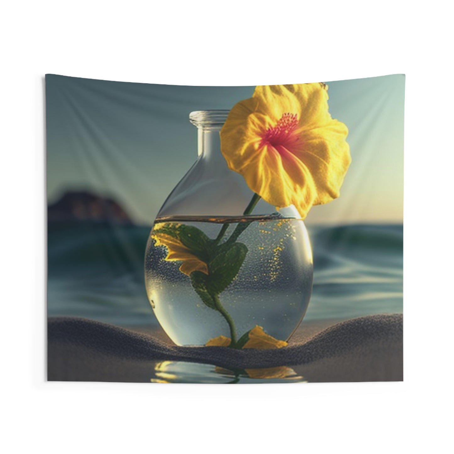 Indoor Wall Tapestries Yellow Hibiscus glass 2