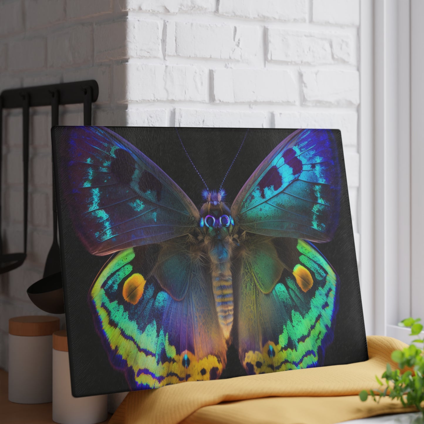 Glass Cutting Board Neon Hue Butterfly 4