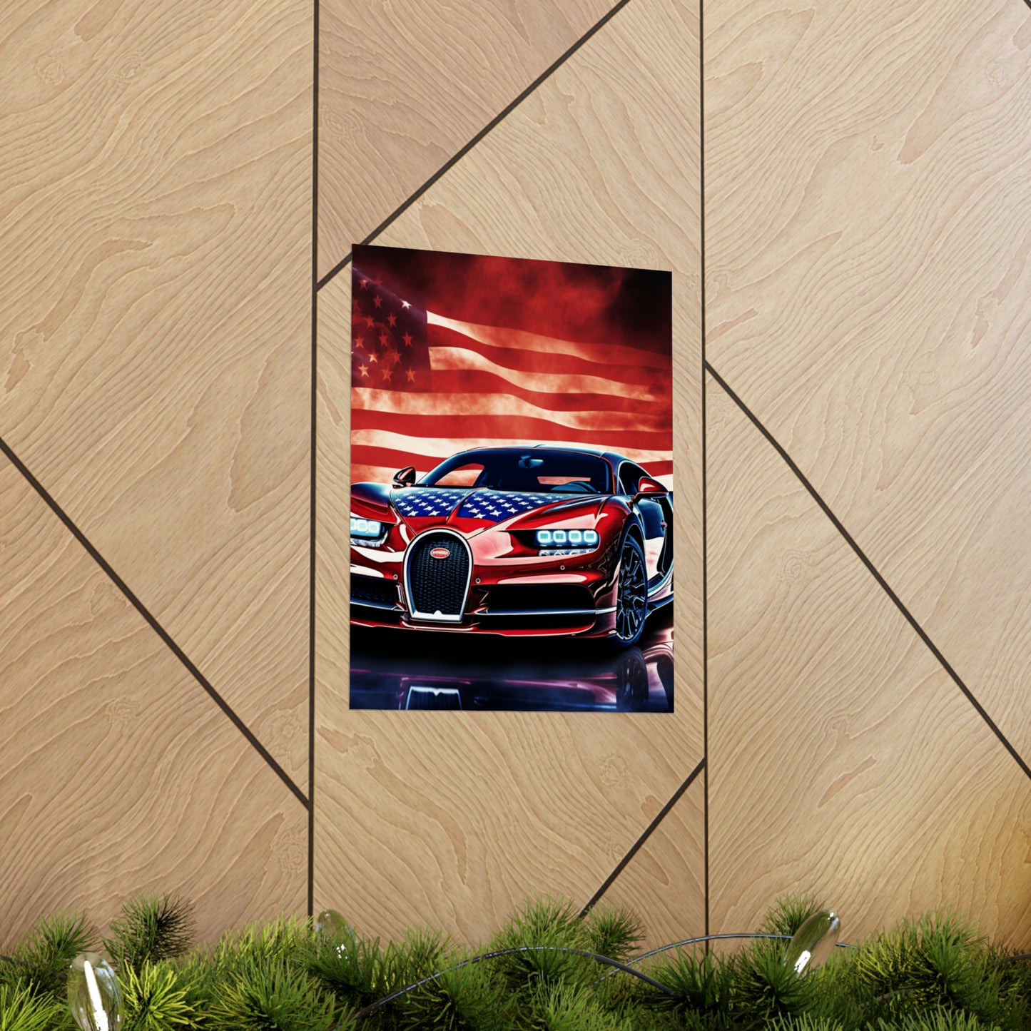 Premium Matte Vertical Posters Abstract American Flag Background Bugatti 3