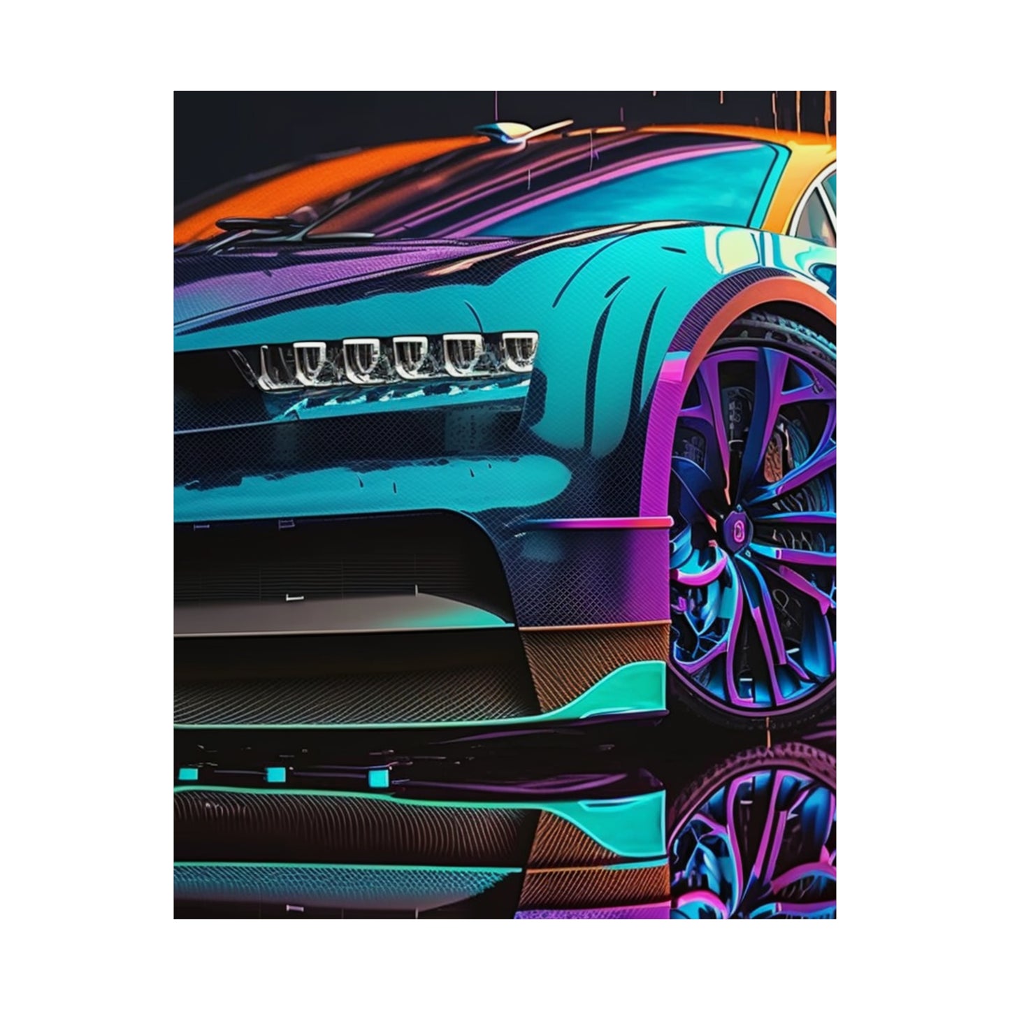 Premium Matte Vertical Posters Bugatti Neon Chiron 1