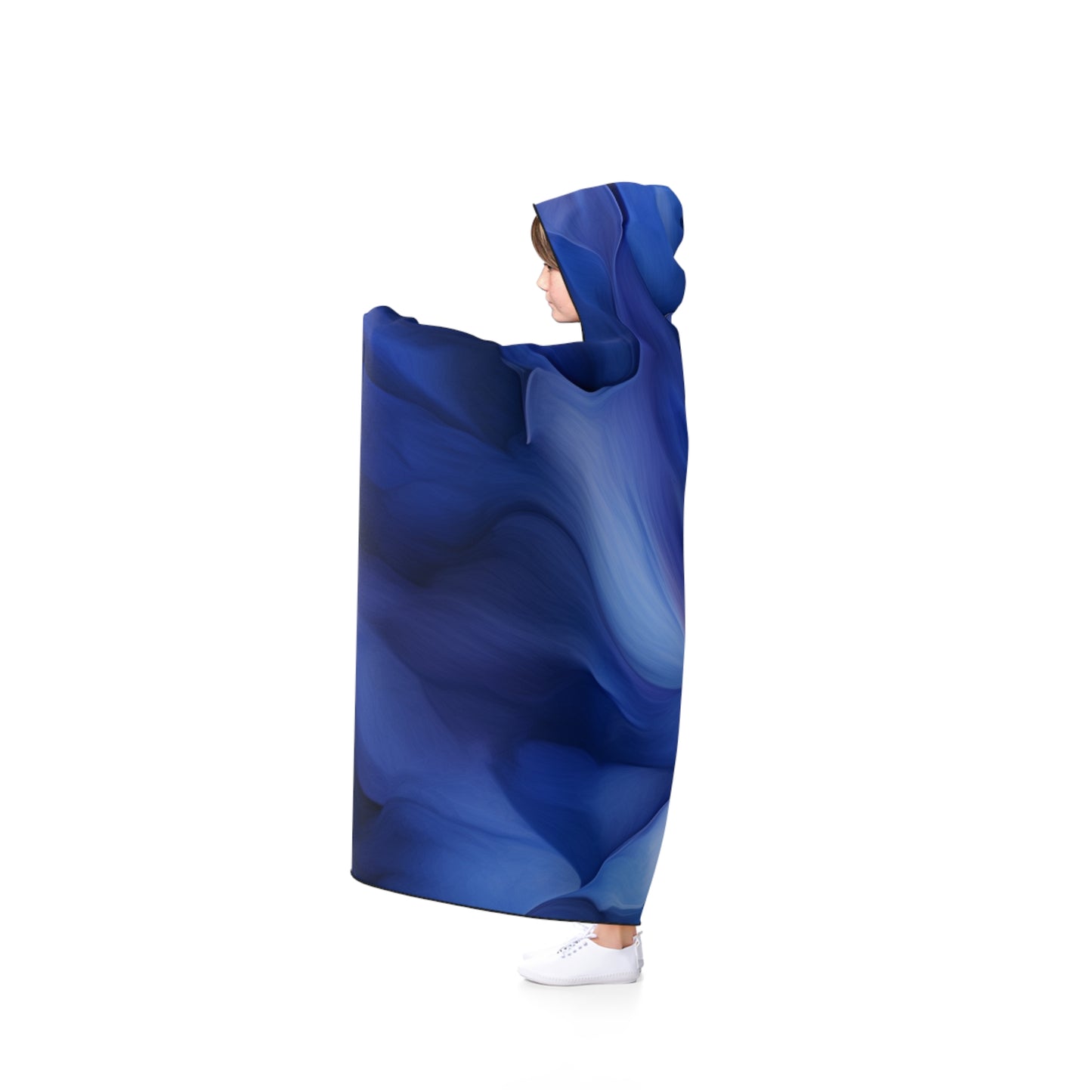 Hooded Blanket Abstract Blue Tulip 3