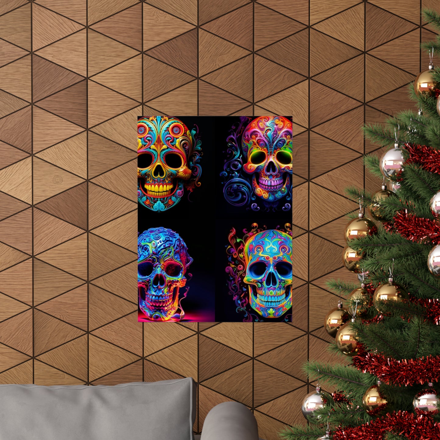 Premium Matte Vertical Posters Macro Skull Color 5