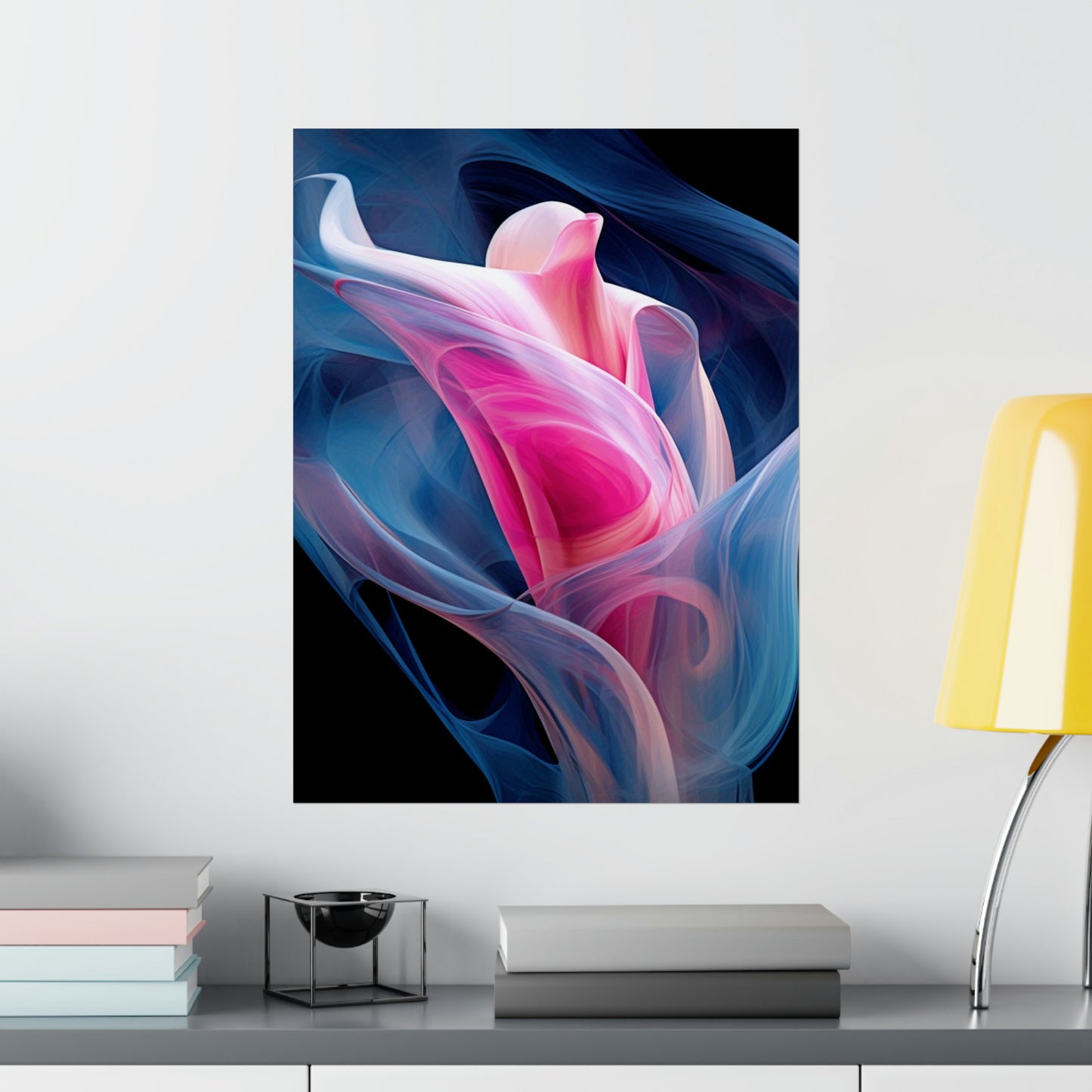 Premium Matte Vertical Posters Pink & Blue Tulip Rose 3