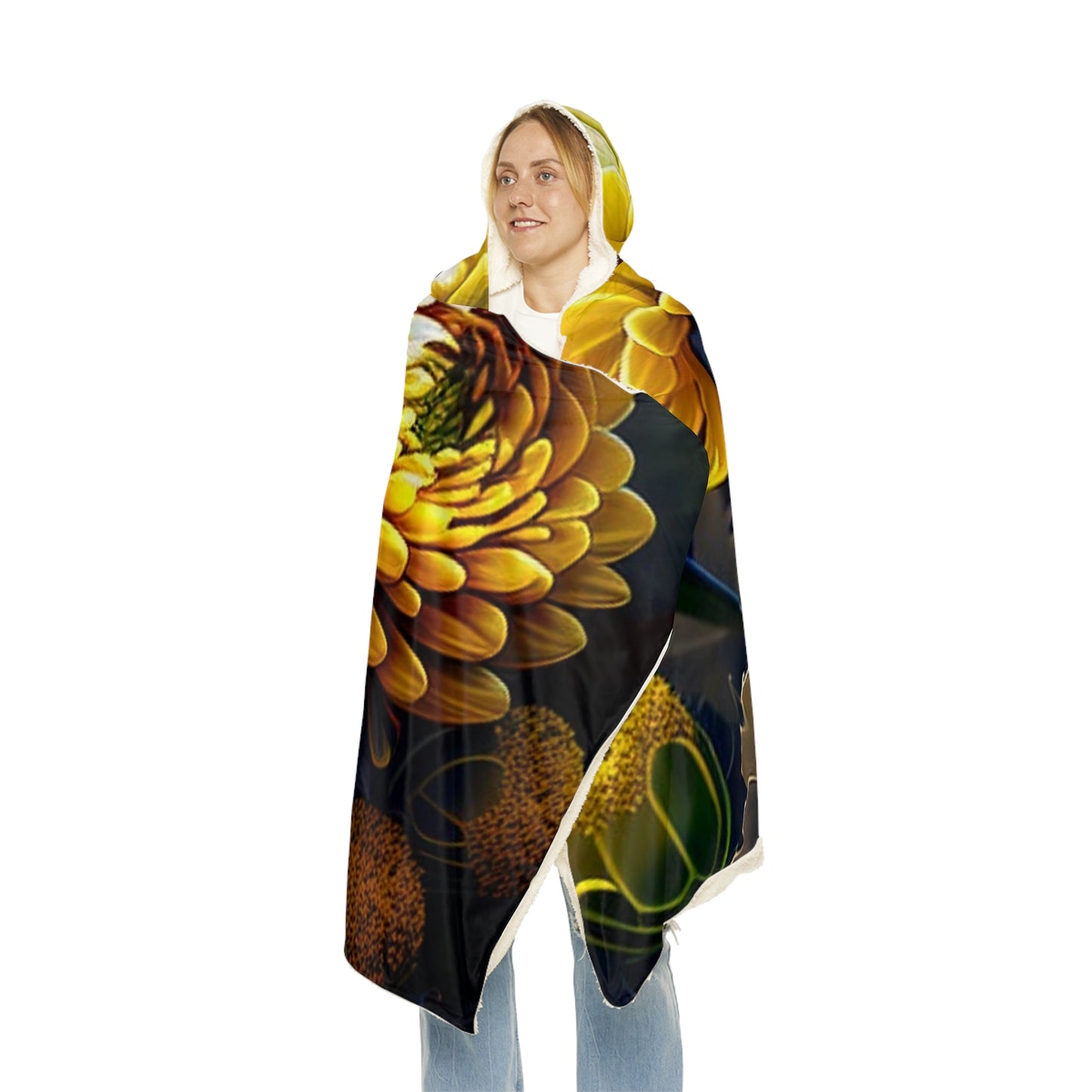 Snuggle Hooded Blanket Yellow Hermosas Flores Amarillas 3