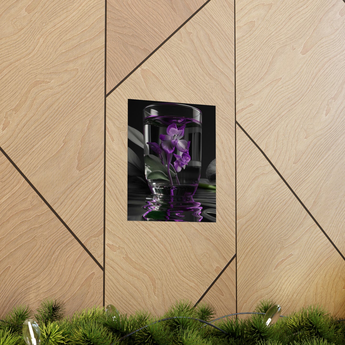 Premium Matte Vertical Posters Purple Orchid Glass vase 1