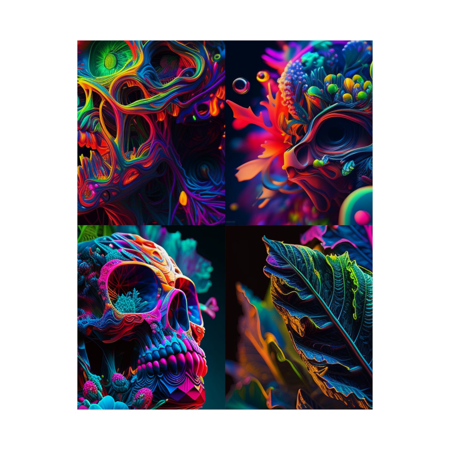 Premium Matte Vertical Posters Florescent Skull Death 5