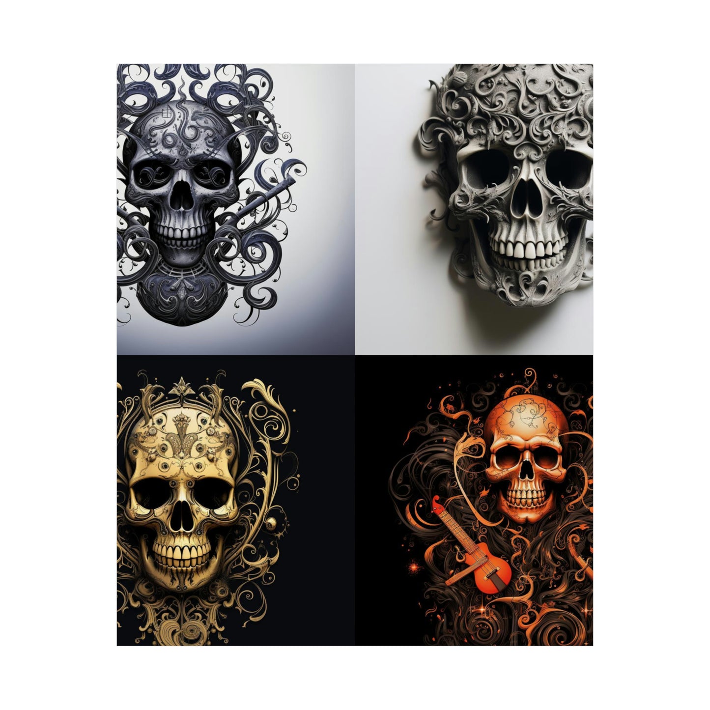 Premium Matte Vertical Posters Skull Treble Clef 5