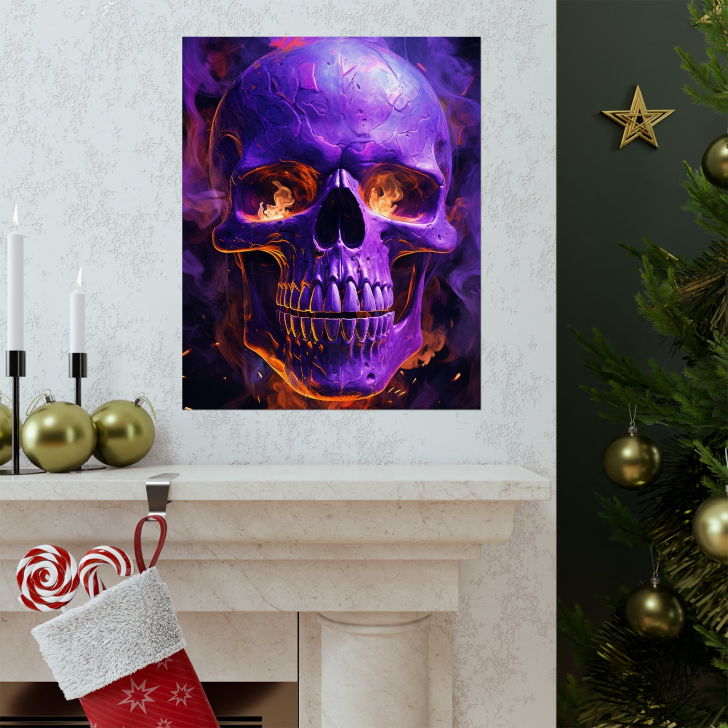 Premium Matte Vertical Posters Skull Flames 1