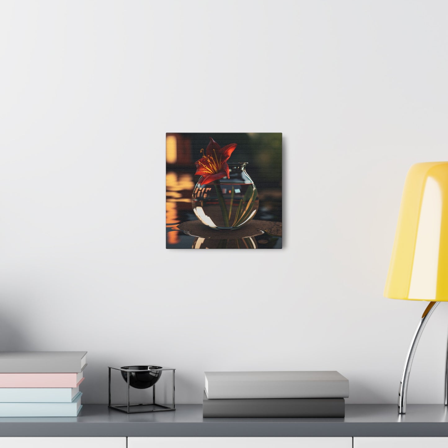 Canvas Gallery Wraps Red Lily in a Glass vase 2