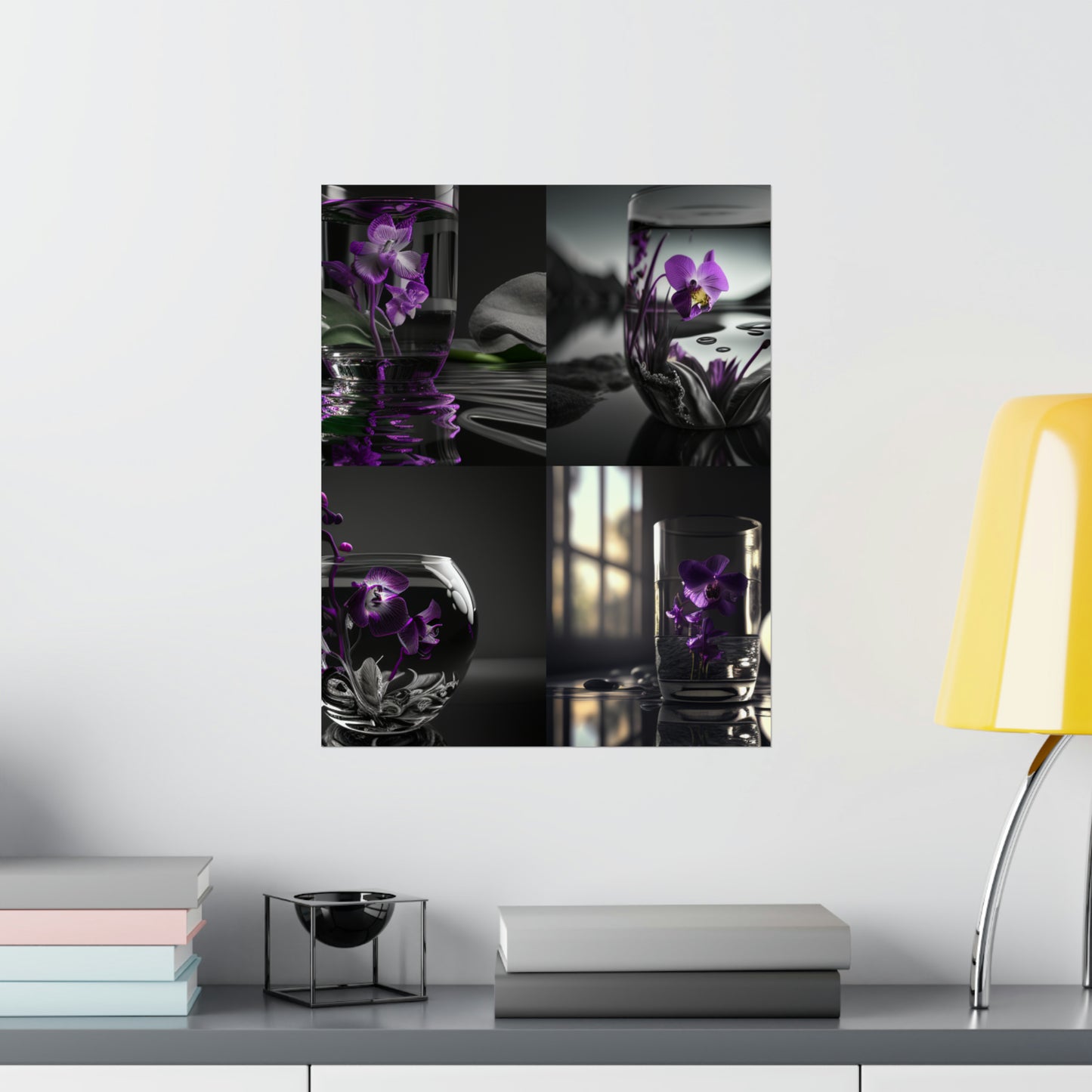 Premium Matte Vertical Posters Purple Orchid Glass vase 5