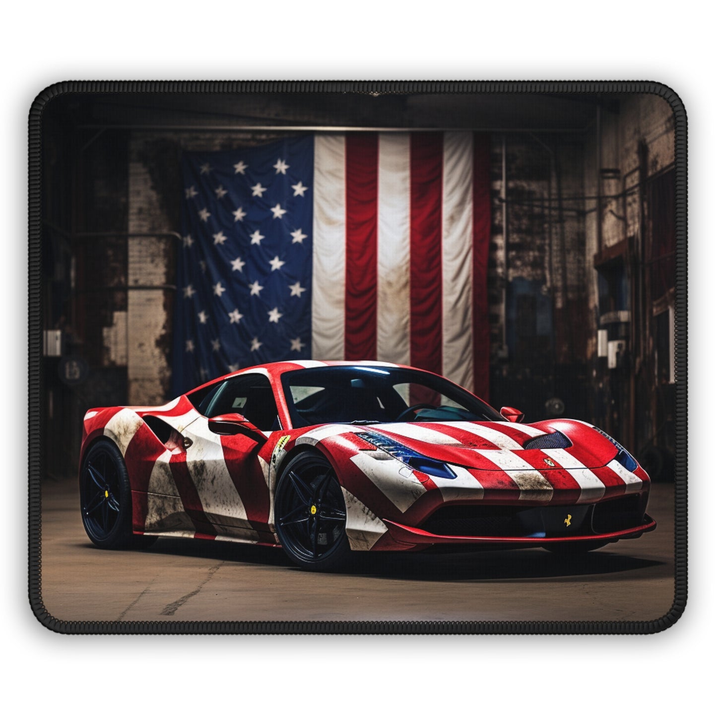 Gaming Mouse Pad  American Flag Farrari 2