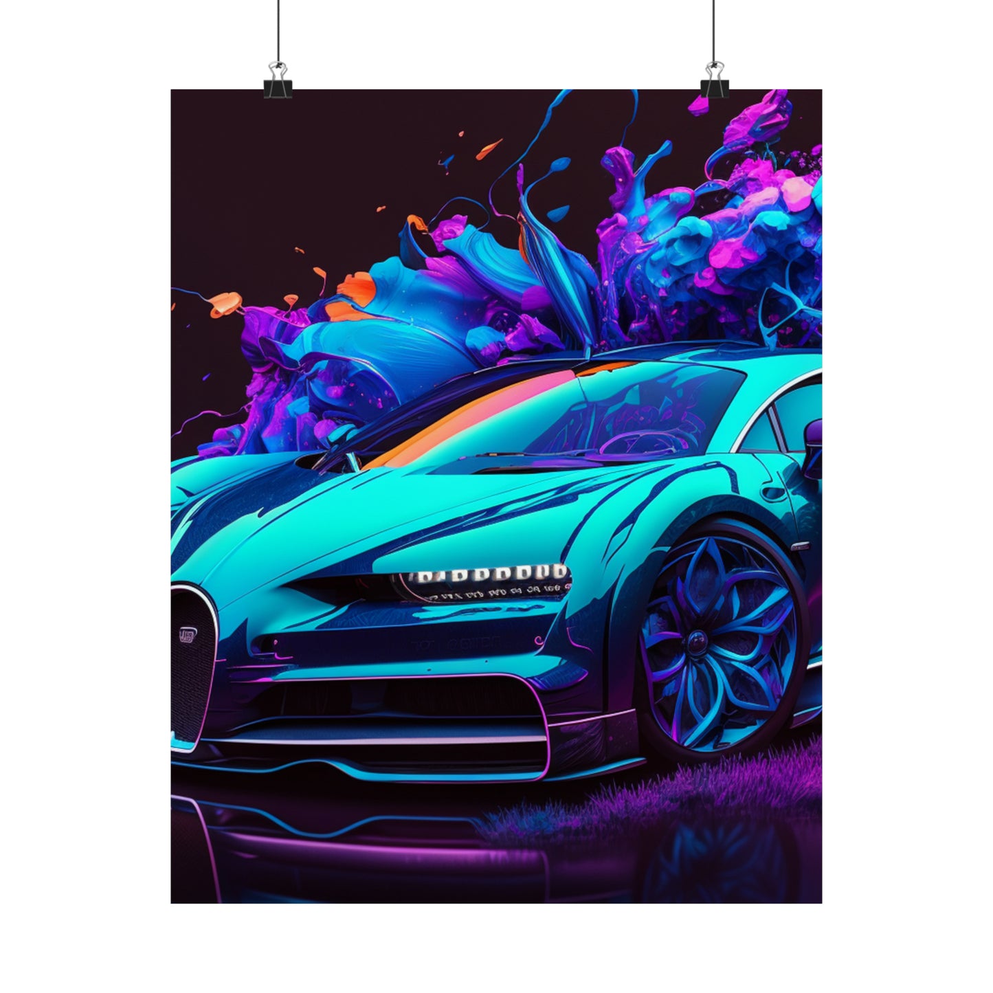 Premium Matte Vertical Posters Bugatti Neon Chiron 3