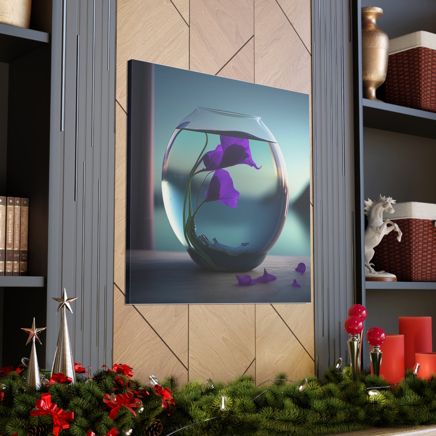 Canvas Gallery Wraps Purple Sweet pea in a vase 2