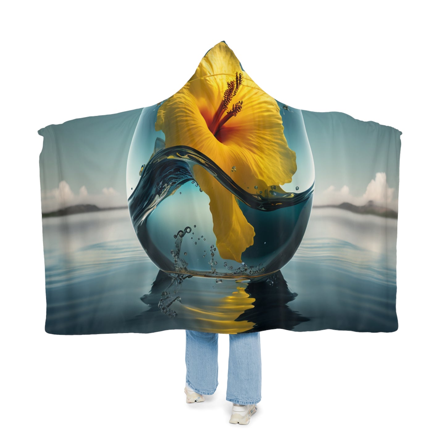 Snuggle Hooded Blanket Yellow Hibiscus glass 4