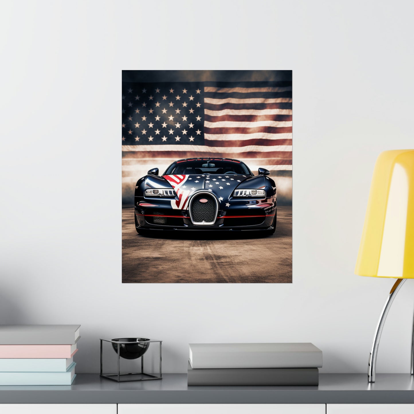 Premium Matte Vertical Posters Bugatti American Flag 2