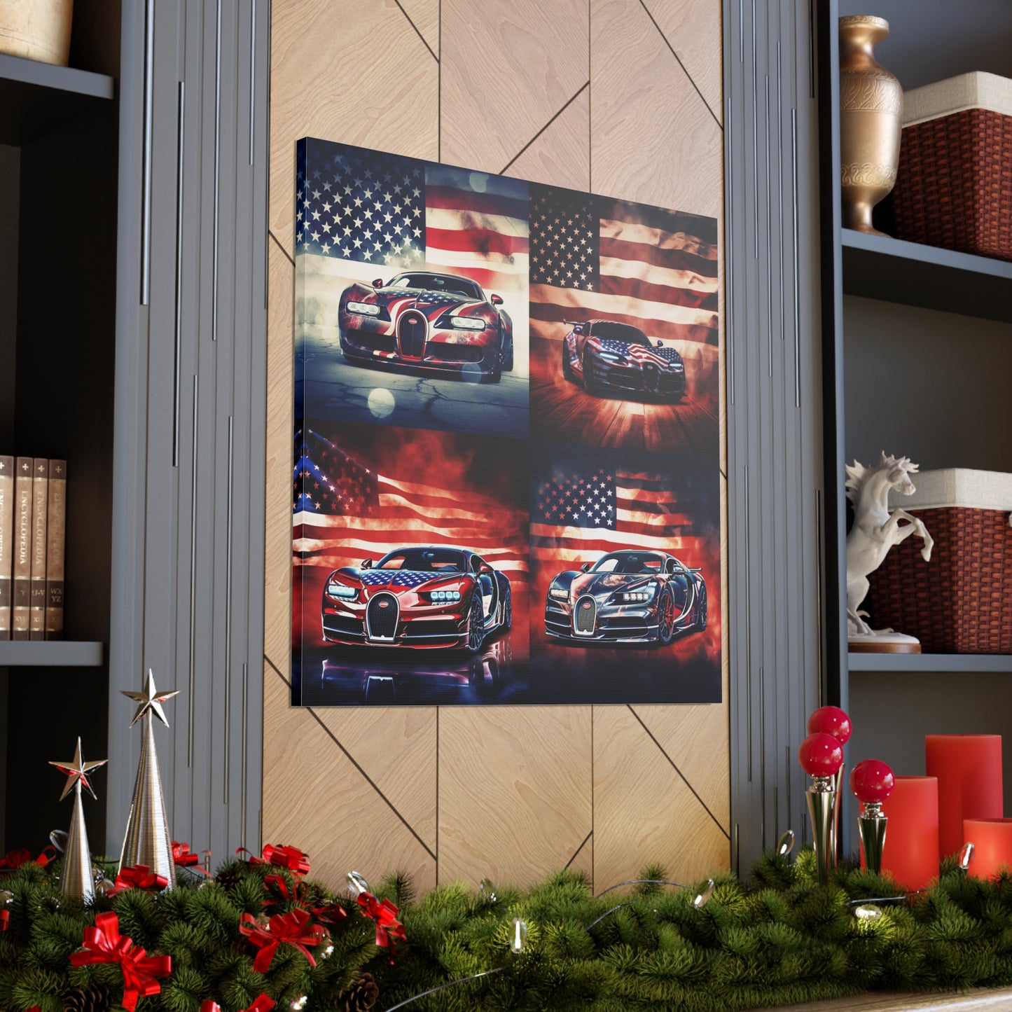 Canvas Gallery Wraps Abstract American Flag Background Bugatti 5